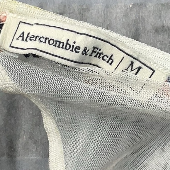 Abercrombie & Fitch Women’s Cream Multicolored Embroidered Sheer Long Sleeve M - Picture 3 of 3